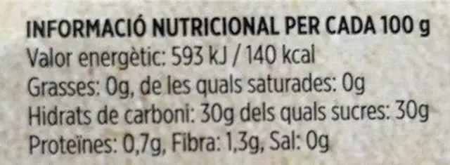 Mermelada naranja amarga nutrition facts table