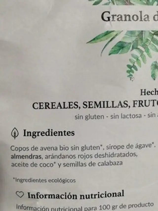 Granoletta ingredients label