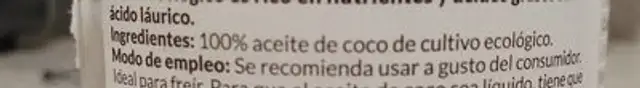 Aceite de coco bio de Naturitas nutrition facts table