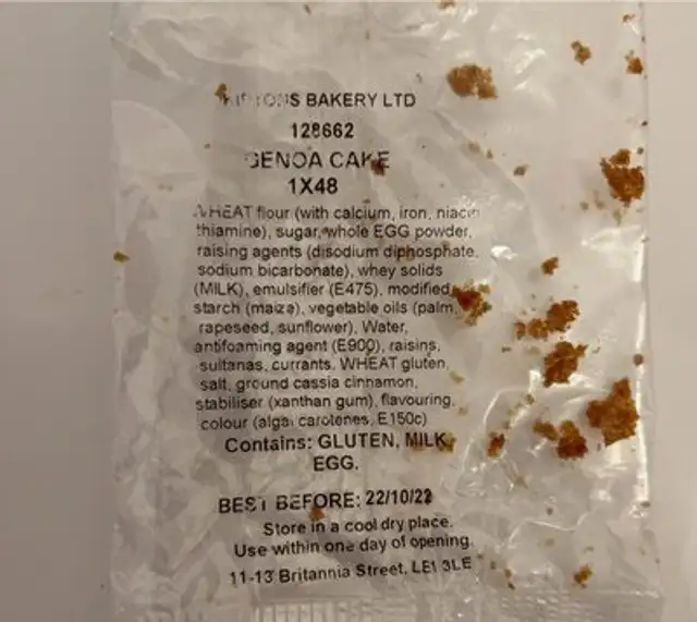 Genoa cake nutrition facts table