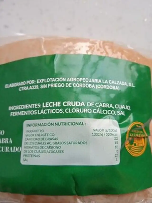 Queso de Cabra semicurado ingredients label