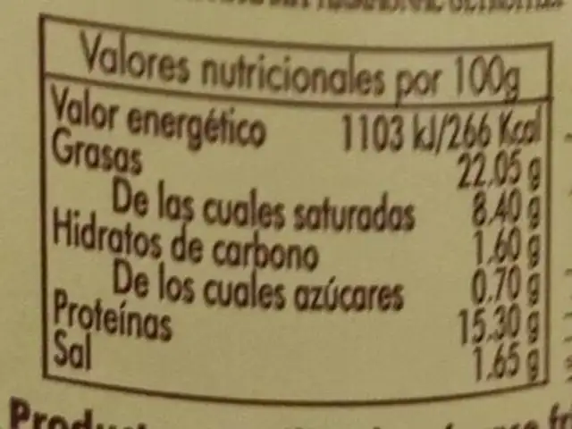 Paté de jabalí nutrition facts table