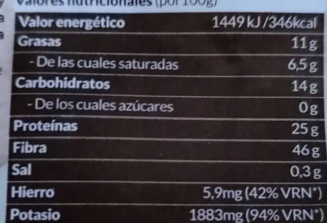 Poudre de cacao nutrition facts table