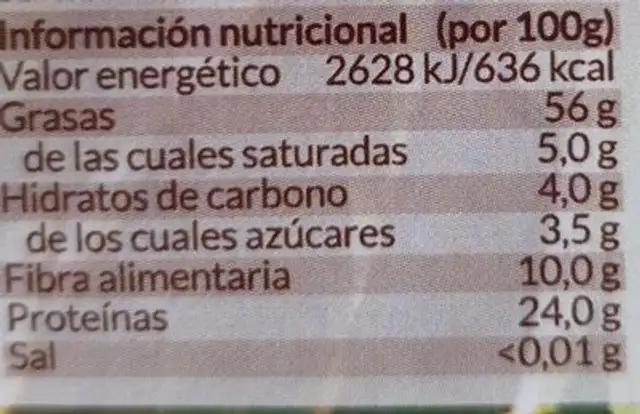 Harina de almendra repelada nutrition facts table