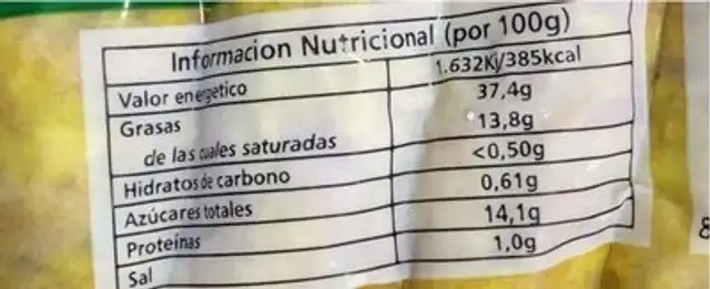 Chorizo Antioqueño nutrition facts table