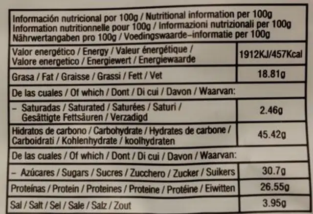 Rou Song nutrition facts table
