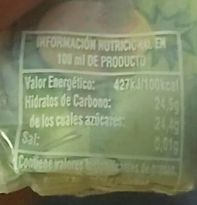 Flan sabor Super Vampiro nutrition facts table