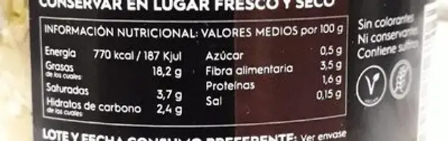 Escabeche eco de setas y cítricos nutrition facts table
