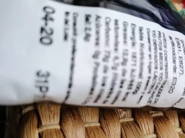 Maíz giant XXL nutrition facts table