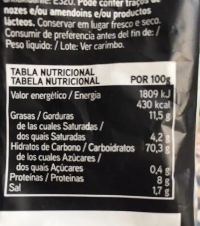 Ke by Kelia nutrition facts table