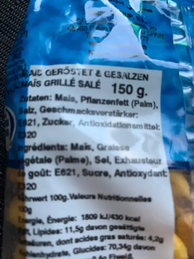 CasaMayor ingredients label