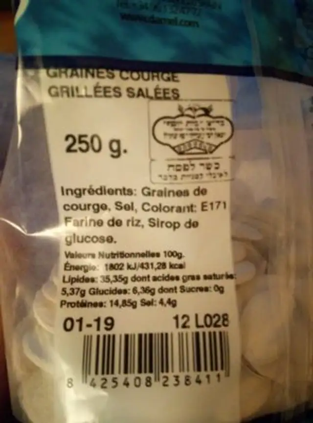 Sti Kürbiskerne Geröstet Und Gesalzen ingredients label