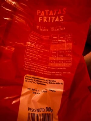 Patatas fritas bolsa 500 g front packaging