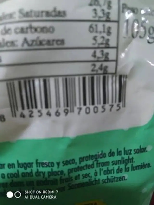 Unknown nutrition facts table