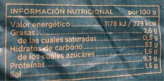 Barra gallega nutrition facts table