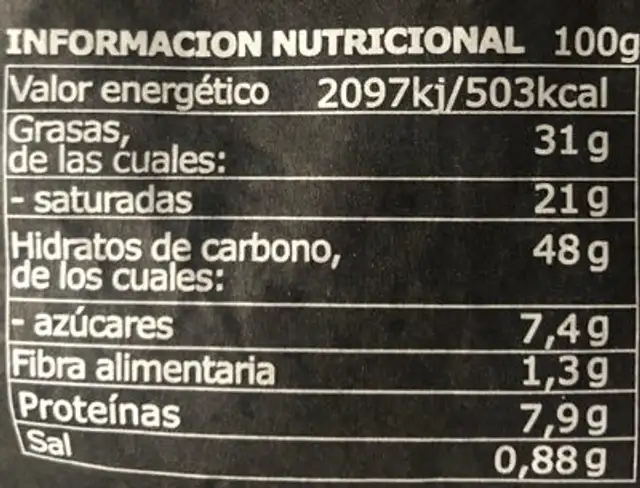 Croissants mantequilla nutrition facts table