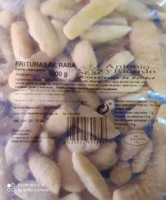 Frituras de raba nutrition facts table