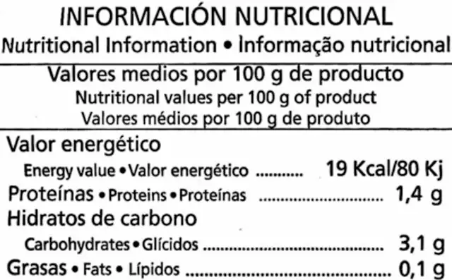 Salteado de Setas nutrition facts table