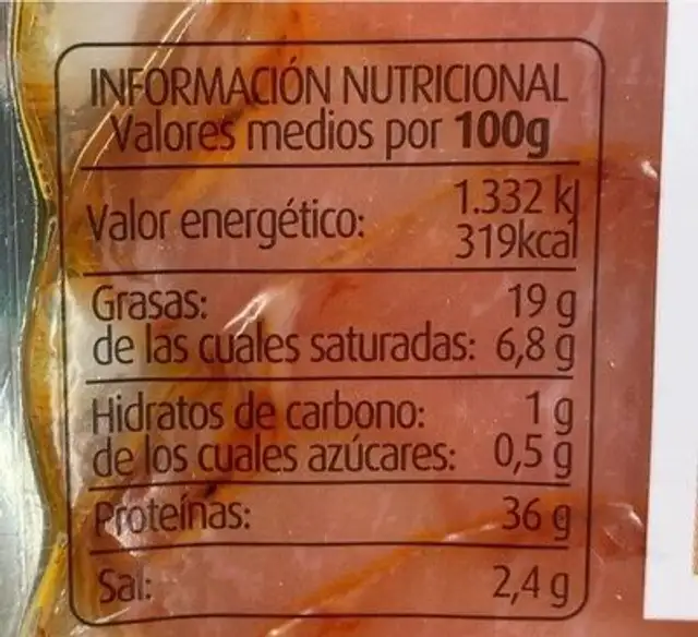 Lomo nutrition facts table