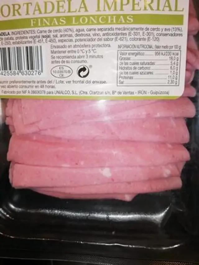 Mortadela imperial nutrition facts table
