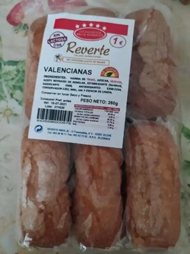 Magdalenas valencianas nutrition facts table