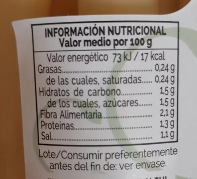 Casa Alicia nutrition facts table