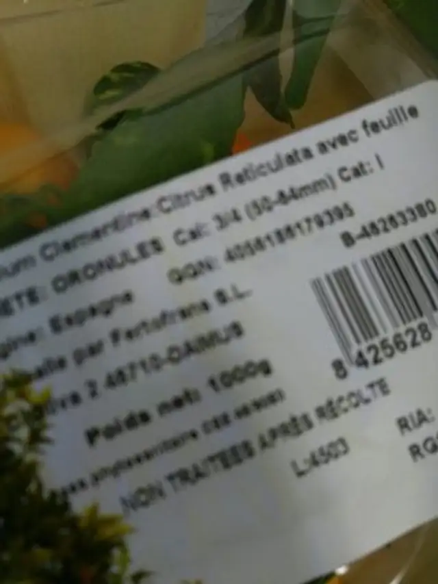 Fanny clémentine ingredients label