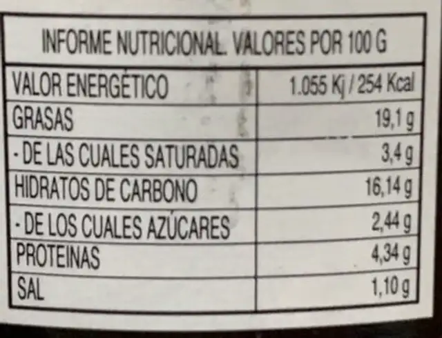 Crema de morcilla de burgos nutrition facts table