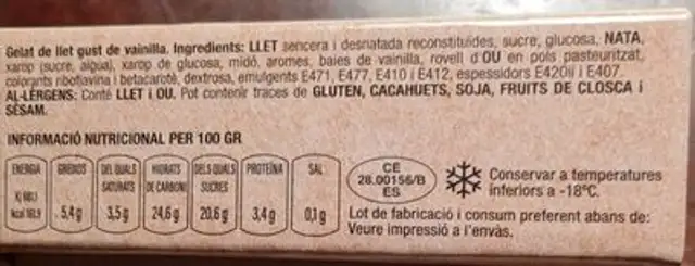 Gelat vainilla nutrition facts table