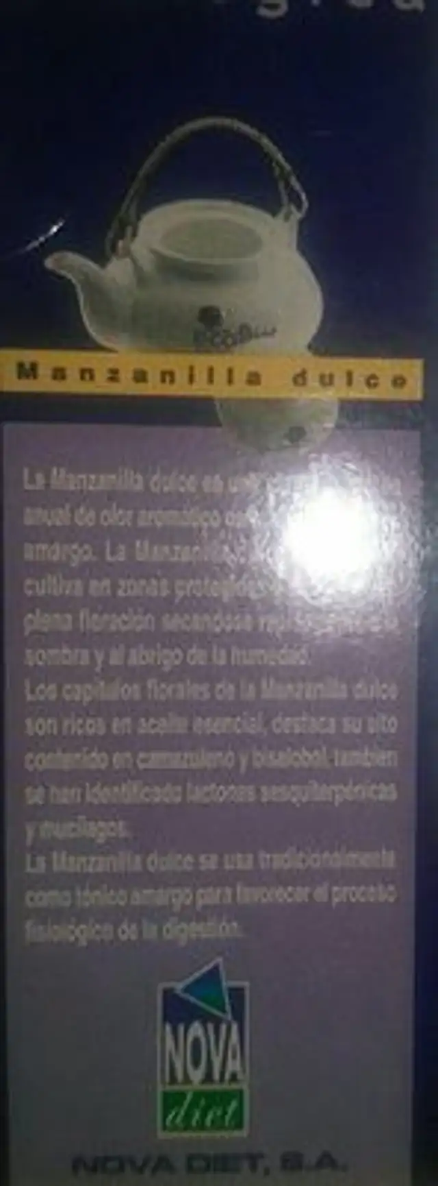 manzanilla dulce ingredients label