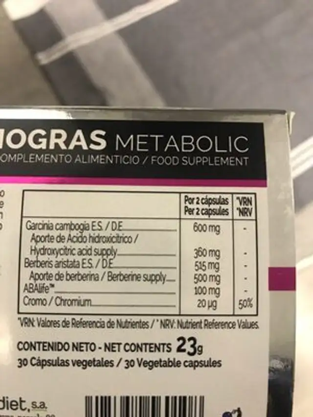 Kemogras metabolic nutrition facts table