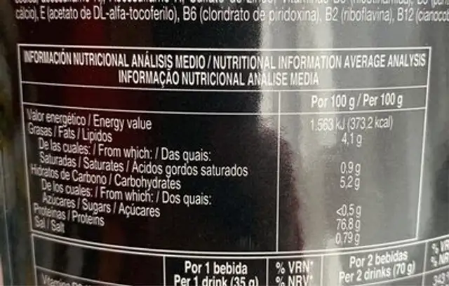 Pro 90 trainer 365 novadiet nutrition facts table