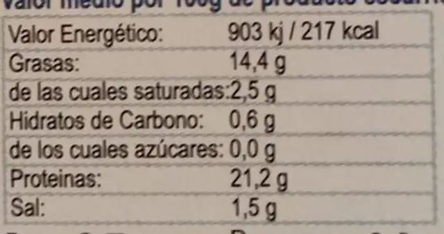 Sardinillas en aceite de oliva nutrition facts table