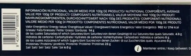 Filetes de Sardinas ahumadas nutrition facts table
