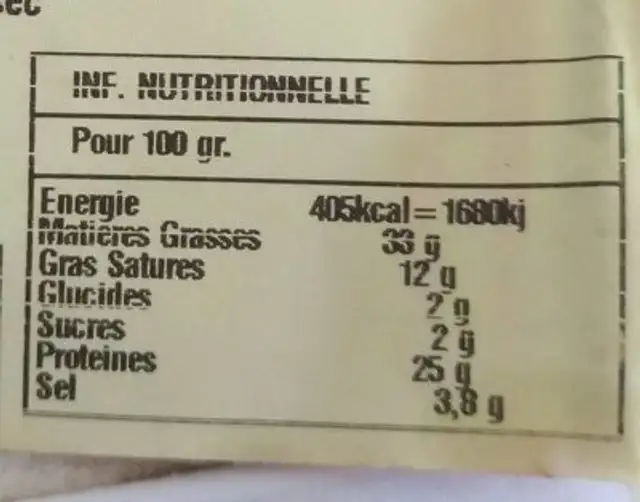 Fouet catalan paysan oignon nutrition facts table