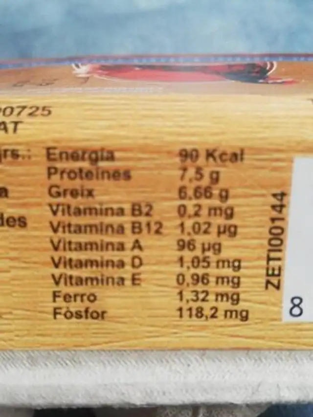 Huevos nutrition facts table