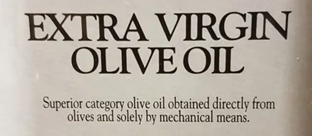 Huile d'olive vierge ingredients label