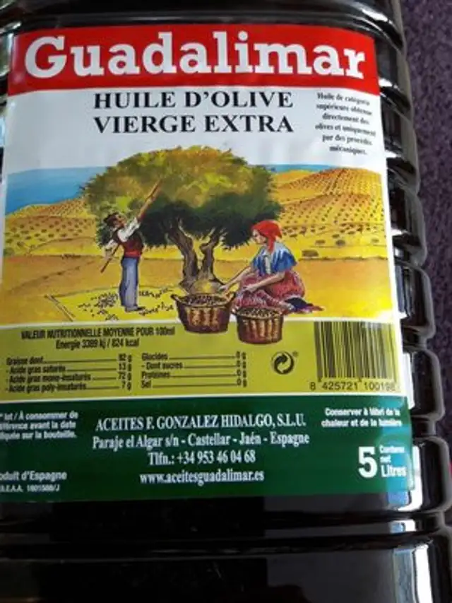 Huile d'olive ingredients label