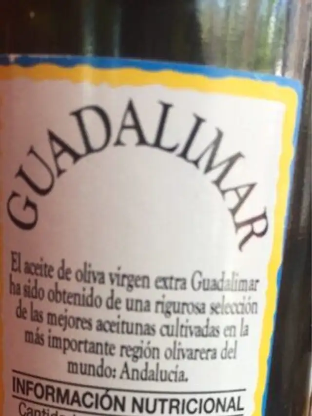 Aceit de oliva virgen extra ingredients label