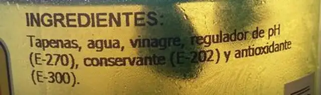 Alcaparras capotes ingredients label