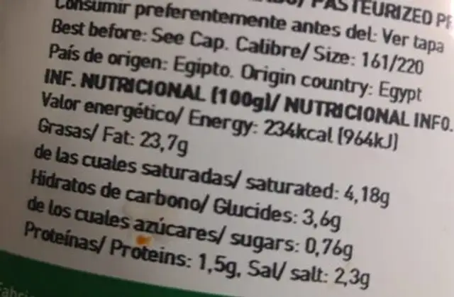 Mojo picon nutrition facts table