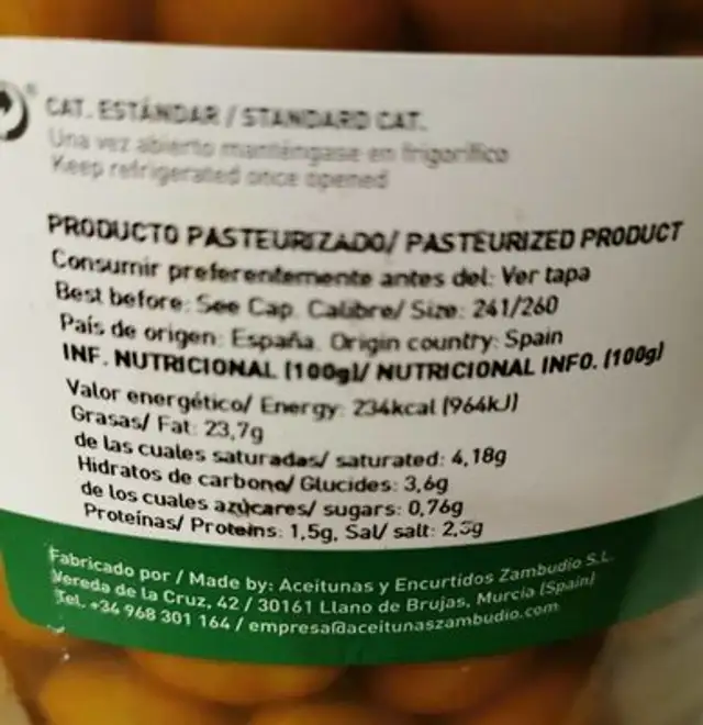 Mojo picon nutrition facts table