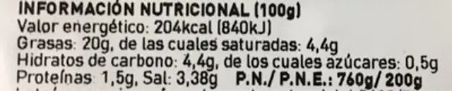 Aceitunas verdes enteras sevillanas sabor anchoa nutrition facts table