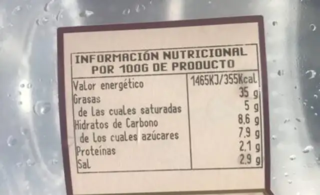 Lou~ Oliva nutrition facts table