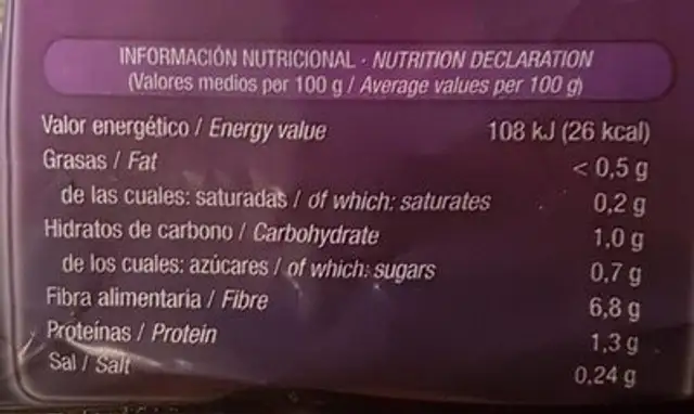 Amanida Gourmet Primaflor nutrition facts table