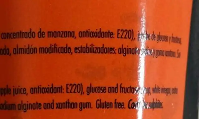 Salsa Vinagreta Balsàmica Babyfresh ingredients label