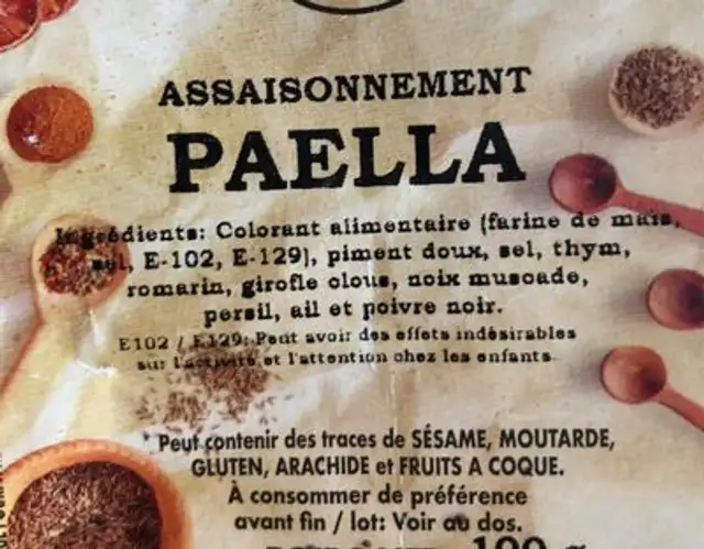 Assaisonnement paella nutrition facts table
