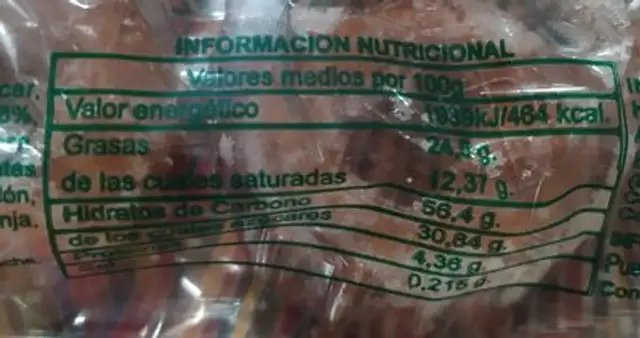 Rosco Frito Oliva nutrition facts table