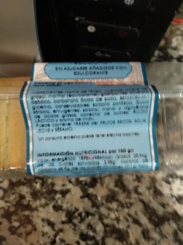 Bizcocho sin azúcares añadidos ingredients label