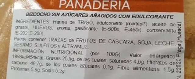 Unknown ingredients label